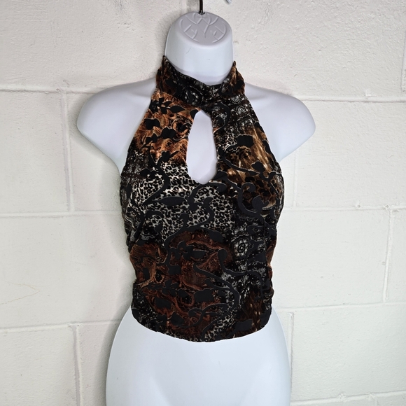 Vtg Y2k Figure Libre Burnout Velvet Halter Top - Picture 8 of 8